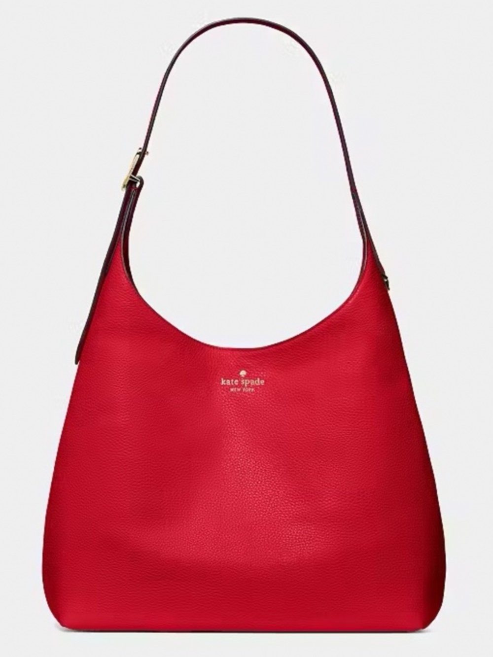 Kate Spade 454 Pebbled Leather Large Shoulder Bag, Perfect Cherry Red NEW NWT